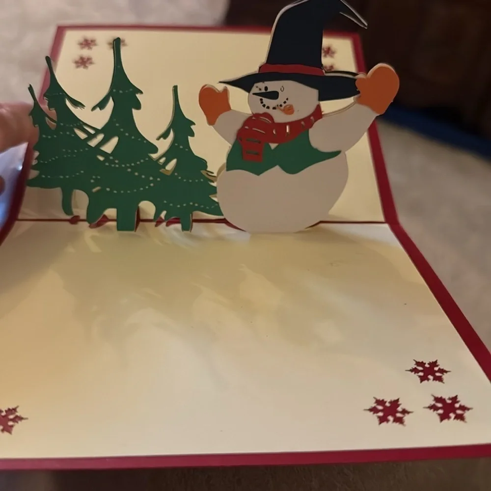 Happy New Year Christmas 3D Holiday Card Sealed Snowman Winter